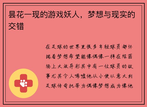 昙花一现的游戏妖人，梦想与现实的交错